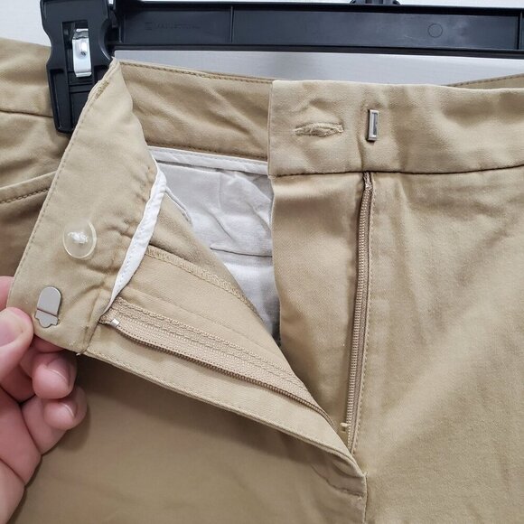 Talbots Petite Tan Stretch Cropped Leg Flat Front Khaki Uniform Pants Size 12 - Picture 3 of 8